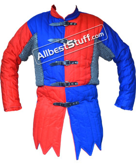 Multi Colored Cotton Gambeson with Riveted Maille Voiders