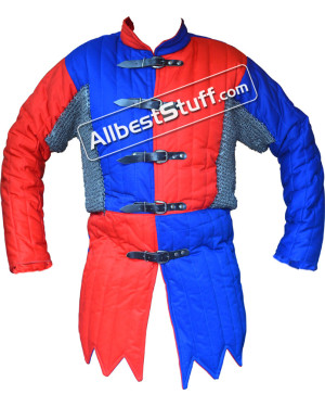 Multi Colored Cotton Gambeson with Riveted Maille Voiders