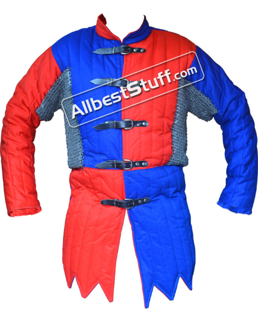 Multi Colored Cotton Gambeson with Riveted Maille Voiders