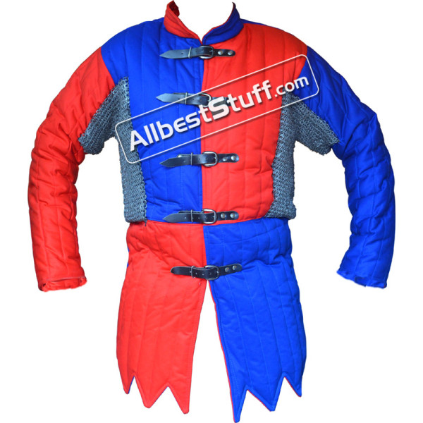 Multi Colored Cotton Gambeson with Riveted Maille Voiders