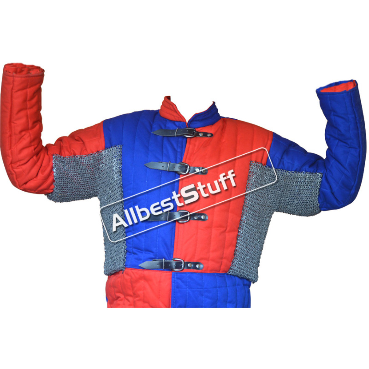 Multi Colored Cotton Gambeson with Riveted Maille Voiders