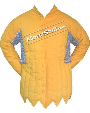 Cotton Gambeson Flat Riveted Maille Voider in Galvanized Finish