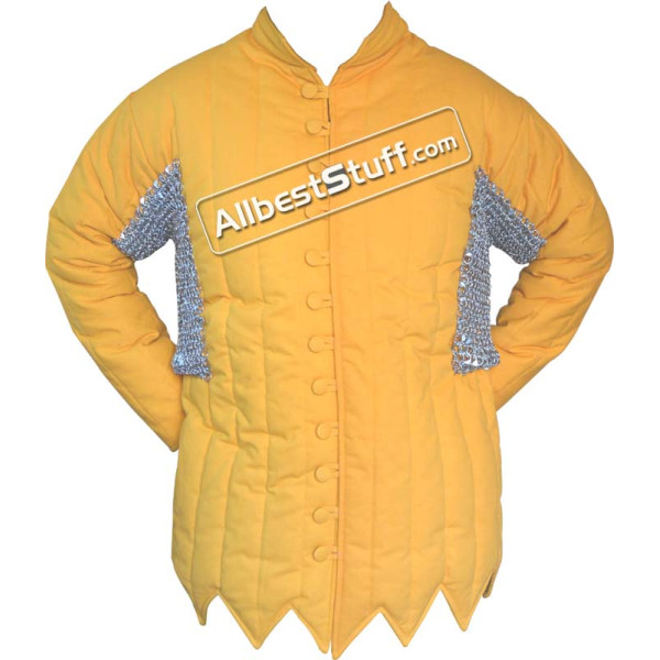 Cotton Gambeson Flat Riveted Maille Voider in Galvanized Finish