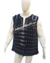 Handmade Mild steel plate Brigandine Sleeveless armour Black Color Velvet image 5