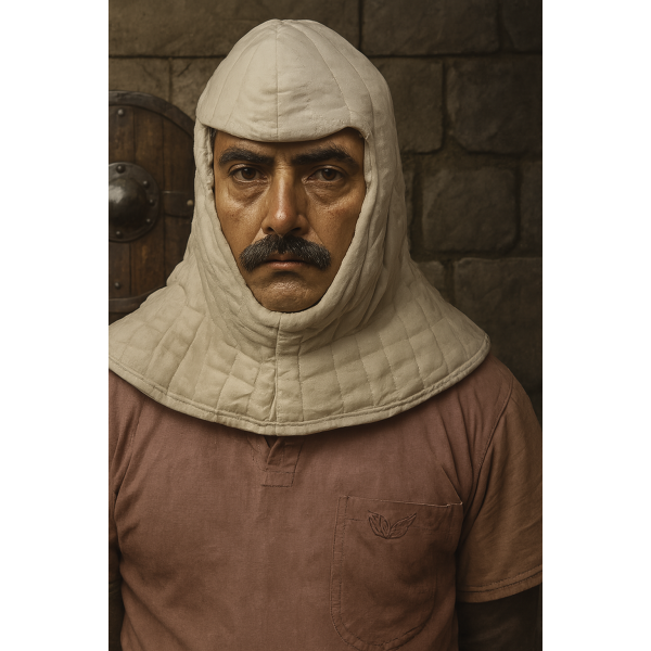 Medieval Linen Arming Coif Padded Protective Hood for Reenactment Costume