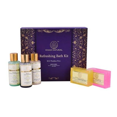 Khadi Natural Refreshing Bath Kit Face Body Wash Cleanser Soaps Ayurvedic Care