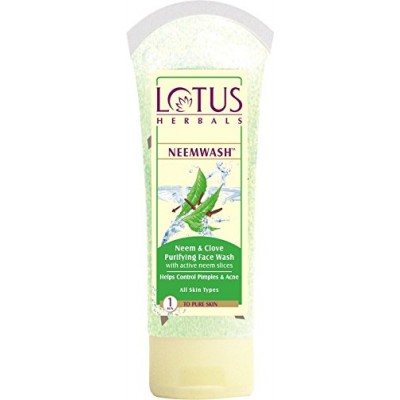 Lotus Herbals Neem and Clove Ultra Purifying Face Wash Active Neem Slices 80 gm