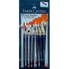 Pack of 7 Faber Castell Paint Brush Set Flat Art Craft Student School Hobby Gift