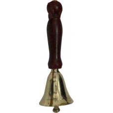 SMALL SIZE BRASS HAND BELL 4.5 INCHES TALL WOOD HANDLE HANDICRAFT ITEM GIFT