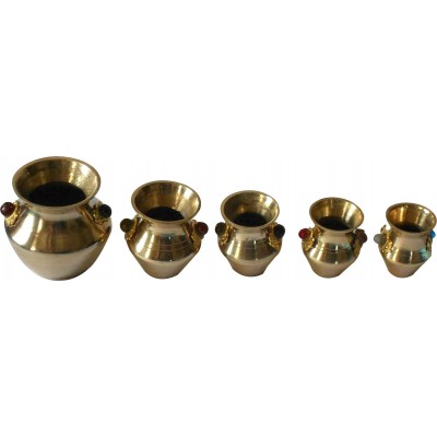 CHRISTMAS GIFT OR NEW YEAR GIFT SET OF 5 PURE BRASS URN NICE ART WORK & DESIGN