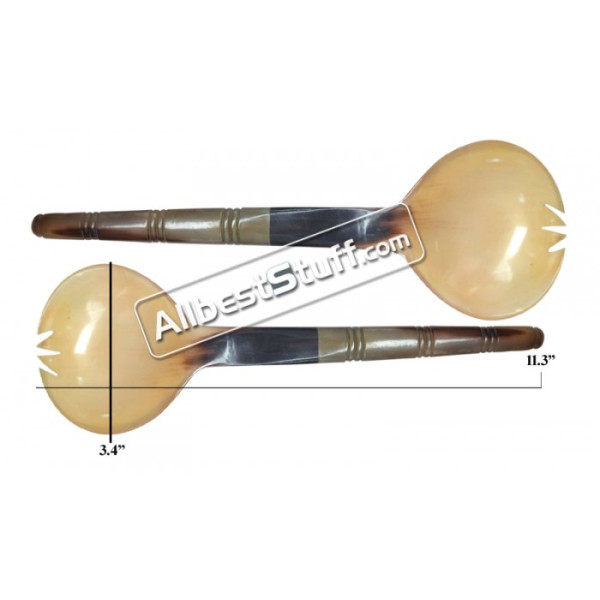 Medieval Beautiful New Etched Ox Horn Spoon Server Set of 2 Spoon