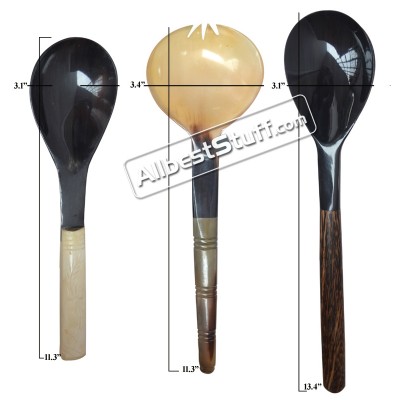 Set of 3 Horn Serving Spoon Medieval Cutlery Set