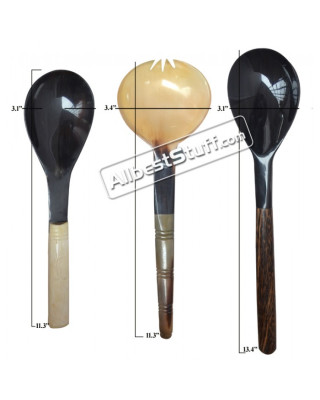 Set of 3 Horn Serving Spoon Medieval Cutlery Set