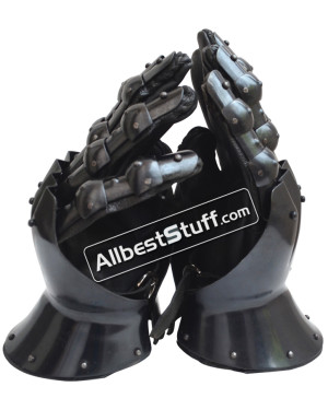 Medieval Hourglass 14th Century Gauntlets Black finish