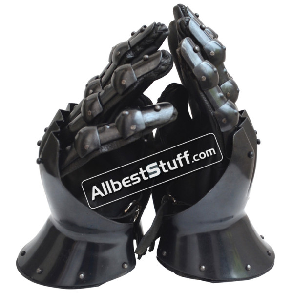 Medieval Hourglass 14th Century Gauntlets Black finish