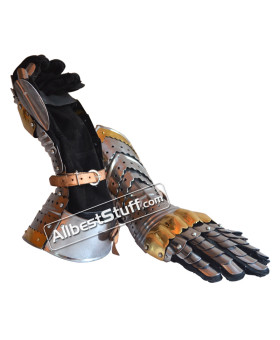 SALE! Medieval Articulated Gauntlets with Brass Accents