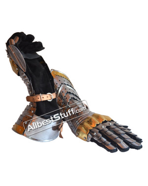 SALE! Medieval Articulated Gauntlets with Brass Accents
