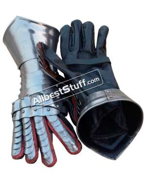 Medieval Articulated Gauntlets with Leather Gloves