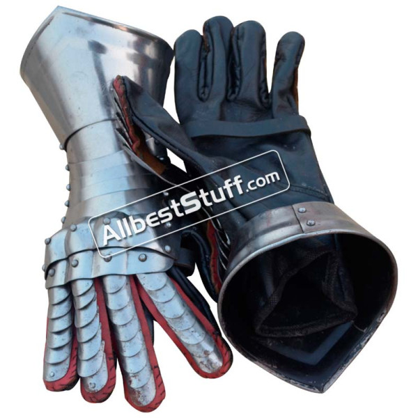 Medieval Articulated Gauntlets with Leather Gloves
