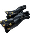 Medieval Gothic Gauntlets with Brass Accents Black image 2