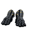 Medieval Gothic Gauntlets with Brass Accents Black image 3