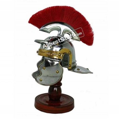 Miniature Roman Centurion Helmet Stand with plume