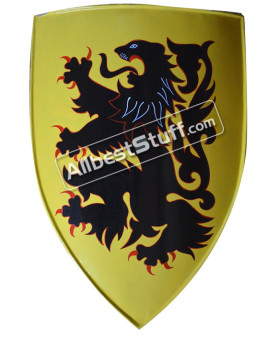 Crusader's shield 13th cent. Medieval Metal shield with Painted Dragon