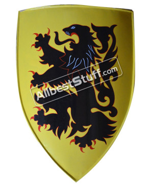 Crusader's shield 13th cent. Medieval Metal shield with Painted Dragon