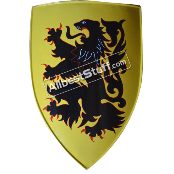 Crusader's shield 13th cent. Medieval Metal shield with Painted Dragon