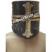 SALE! Crusader Helmet Black Finish with Brass Cross 16 Gauge