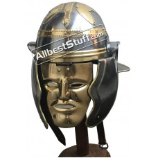 Roman Cavalry Imperial Garlic Helmet 18 Gauge with Brass Mask