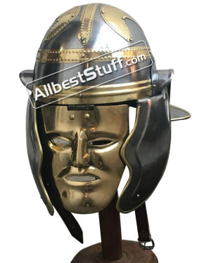 Set of 5 Imperial Garlic Roman Cavalry Helmet with Brass Mask 18 Gauge