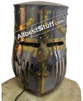Medieval 13th Century Great Pot Helmet Made of 16 Gauge Steel