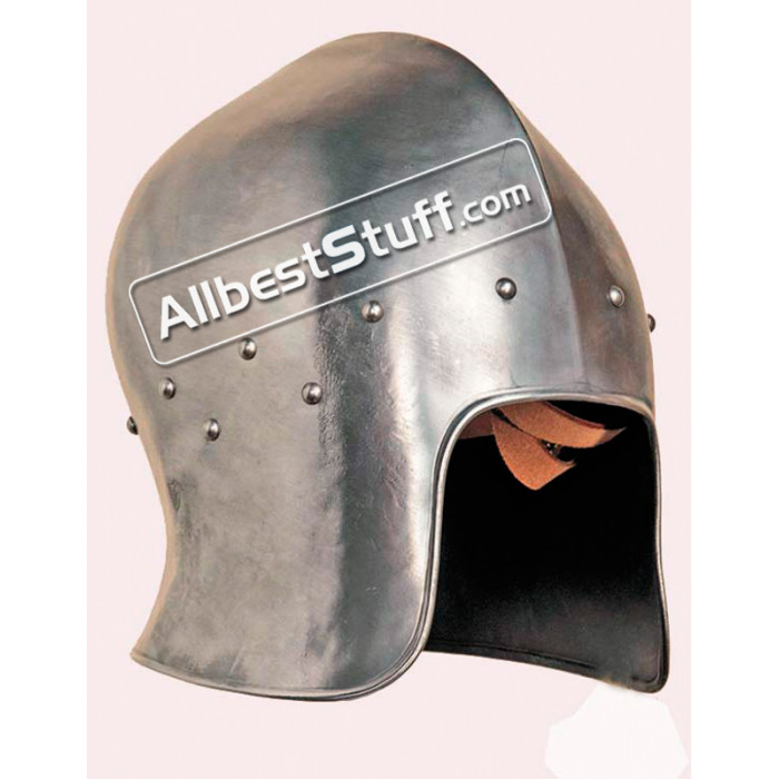 Sodavand Udstyr bund Medieval 15th Century Barbute Helmet Made of 14 Gauge Steel