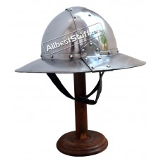 Medieval Banded Kettle Hat 1,6mm Steel Helmet with Leather liner