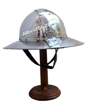 Medieval Banded Kettle Hat 1,6mm Steel Helmet with Leather liner