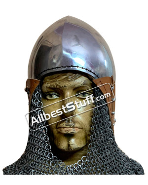 Medieval Bascinet Helmet Strong 14 G Steel Comes with Aventail