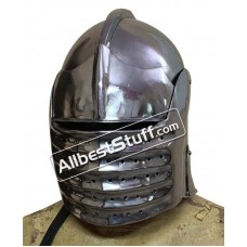 Medieval Bellows Face Sallet Helmet of 1490 AD made in 14 Gauge Steel