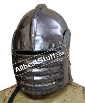 Set of 5 Bellows Face Sallet Helmet 1490 AD 14 Gauge Steel