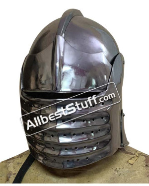 Set of 5 Bellows Face Sallet Helmet 1490 AD 14 Gauge Steel
