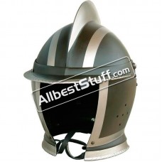 Medieval Burgonet Black closed Helmet 14 Gauge Steel