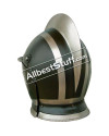 Medieval Burgonet Black closed Helmet 14 Gauge Steel image 1
