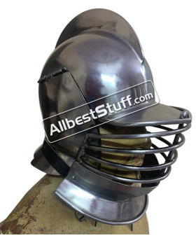 Medieval Burgonet Helmet with Bevors Heavy 14 Gauge Steel