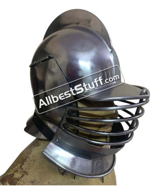 14 Gauge Medieval Burgonet Helmet with Bevors Set of 5