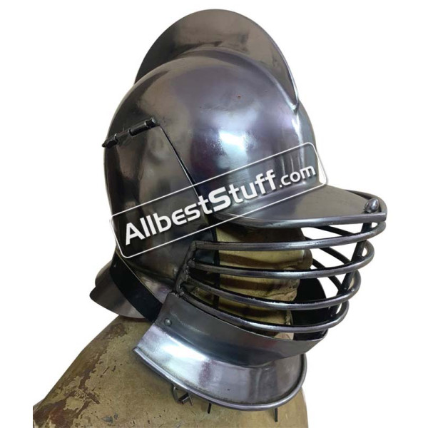 Medieval Burgonet Helmet with Bevors Heavy 14 Gauge Steel