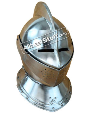 Medieval Closed Helmet Made of 16 Gauge Steel