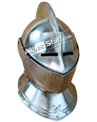 Medieval Closed Helmet Made of 16 Gauge Steel