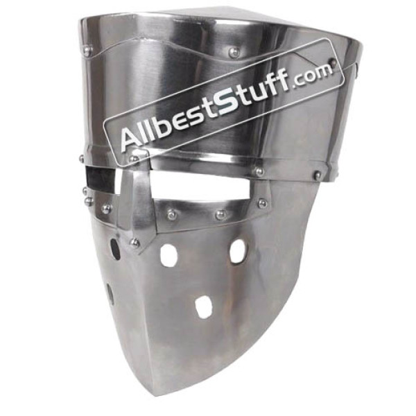 Medieval Crusader Helmet 20 Gauge Steel for LARP