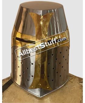 Medieval Crusader New Templar Helmet with Mason's Brass Cross