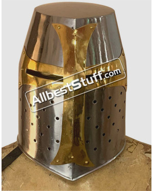 Medieval Crusader New Templar Helmet with Mason's Brass Cross